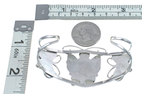 Sterling Silver Multicolor Butterfly Native American Zuni Cuff Bracelet AX124806